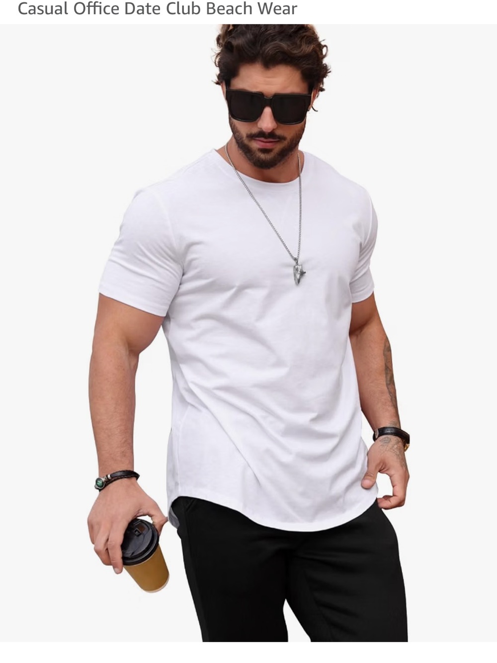 Men's White Crew Neck Short Sleeve Shirt